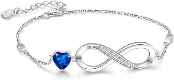 Infinity Love Heart Symbol Charm Bracelet for Women 925 Sterling Silver Adjustable Birthday Valentine’s Day Christmas Mothers Day Jewelry Gift for Mom Women Wife Her Friends