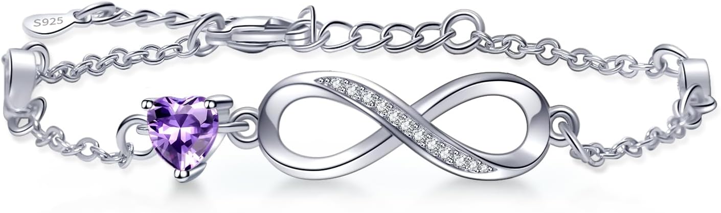 Valentines Day Gifts Bracelets for Women Sterling Silver Infinity Heart Bracelet Trendy Dainty Jewellery for Womens Wife Bride Sister Friend Gift for Her